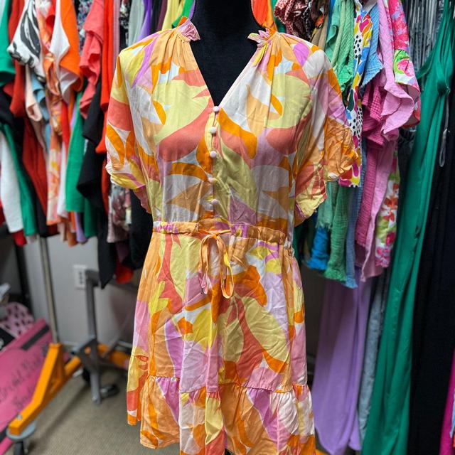 Orange Floral Dress Product Image