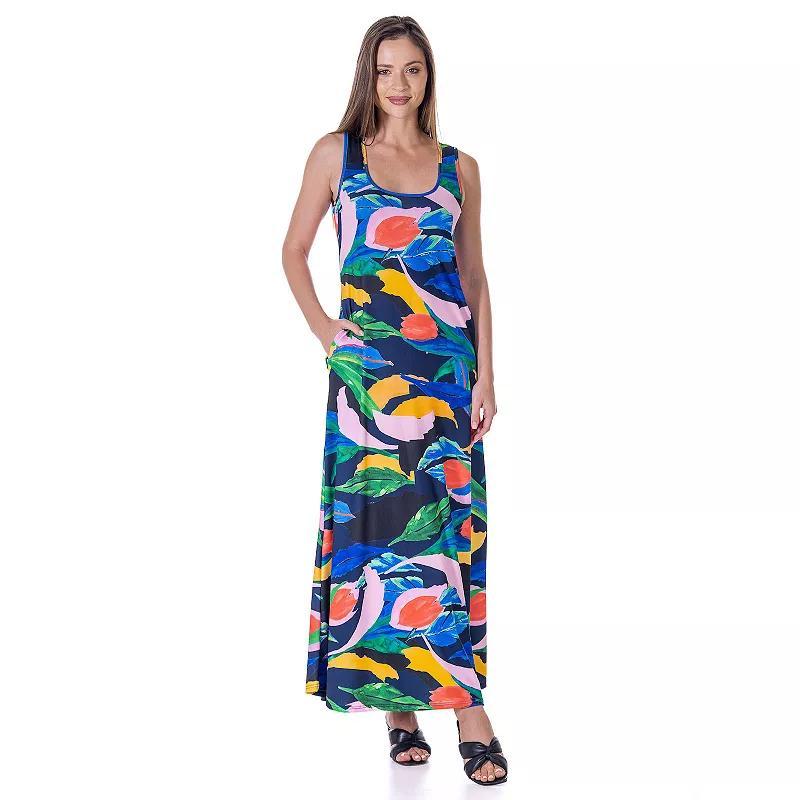 Womens 24Seven Comfort Apparel Scoopneck Sleeveless Maxi Dress With Pockets Product Image