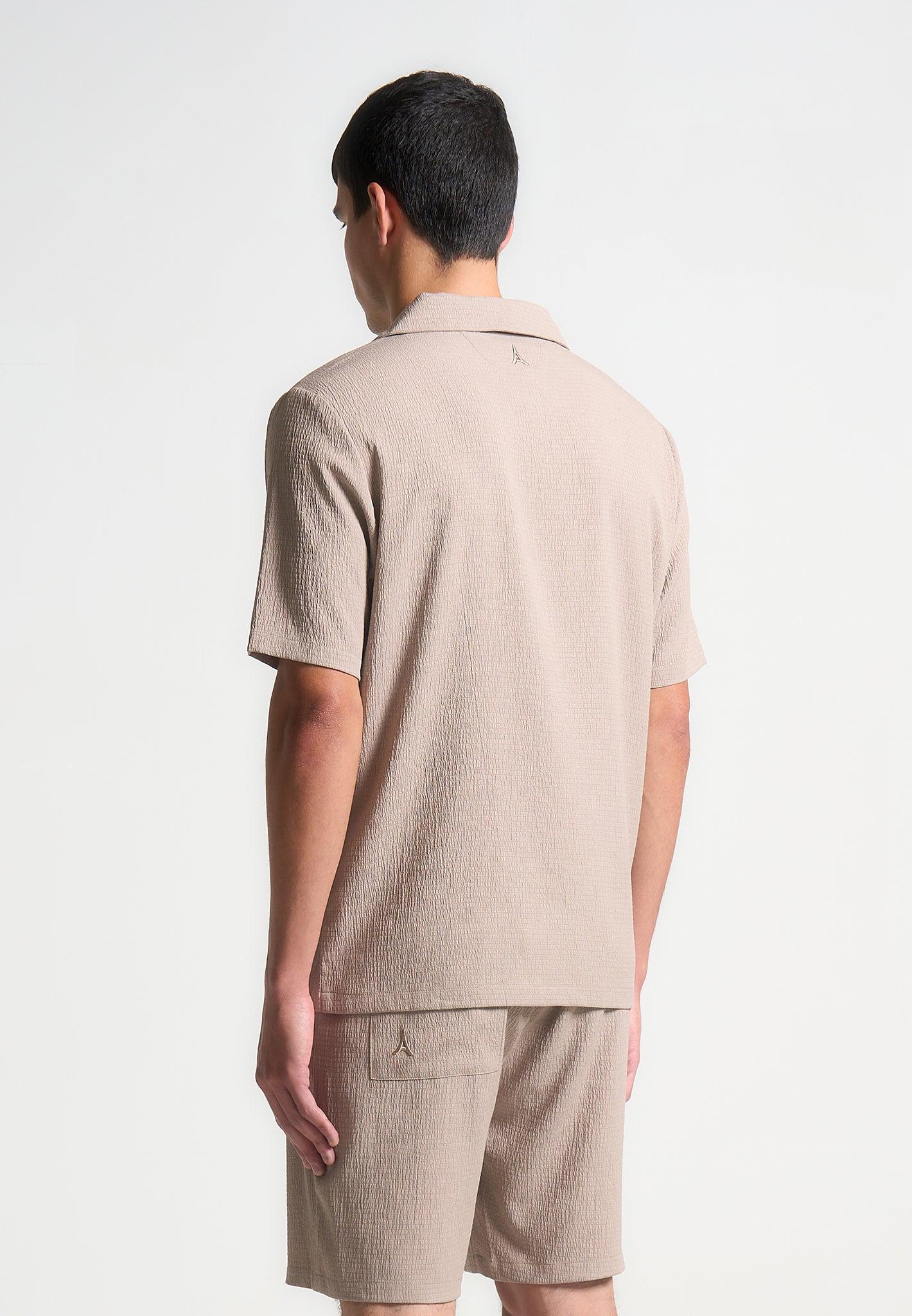 Seersucker Revere Shirt - Taupe Male Product Image