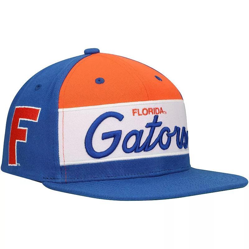 Mens Mitchell & Ness /Royal Florida Gators Retro Sport Color Block Script Snapback Hat Product Image