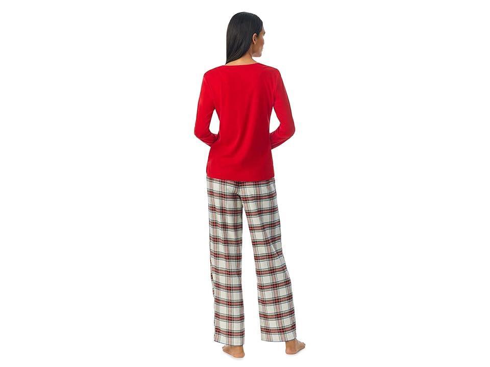 Lauren Ralph Lauren Long Sleeve Solid Knit Top  Brushed Twill Plaid Long Pant Pajama Set Product Image