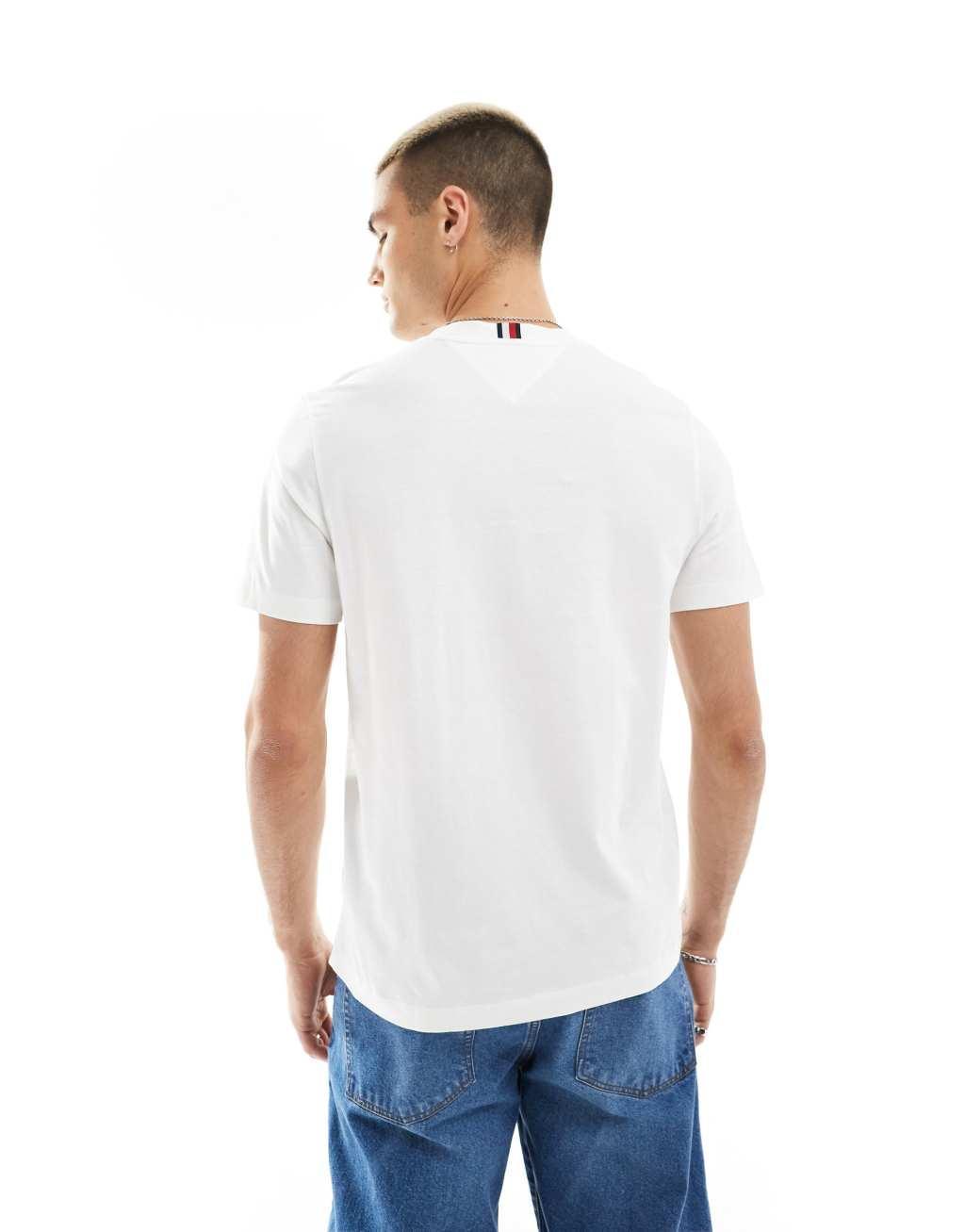 Tommy Hilfiger Stripe Logo T-Shirt in White Product Image