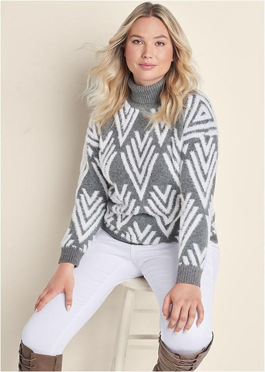 Printed Eyelash Turtleneck Sweater Product Image