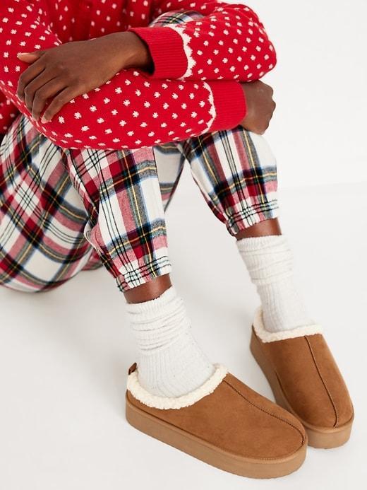 Sherpa-Lined Platform Slippers Product Image