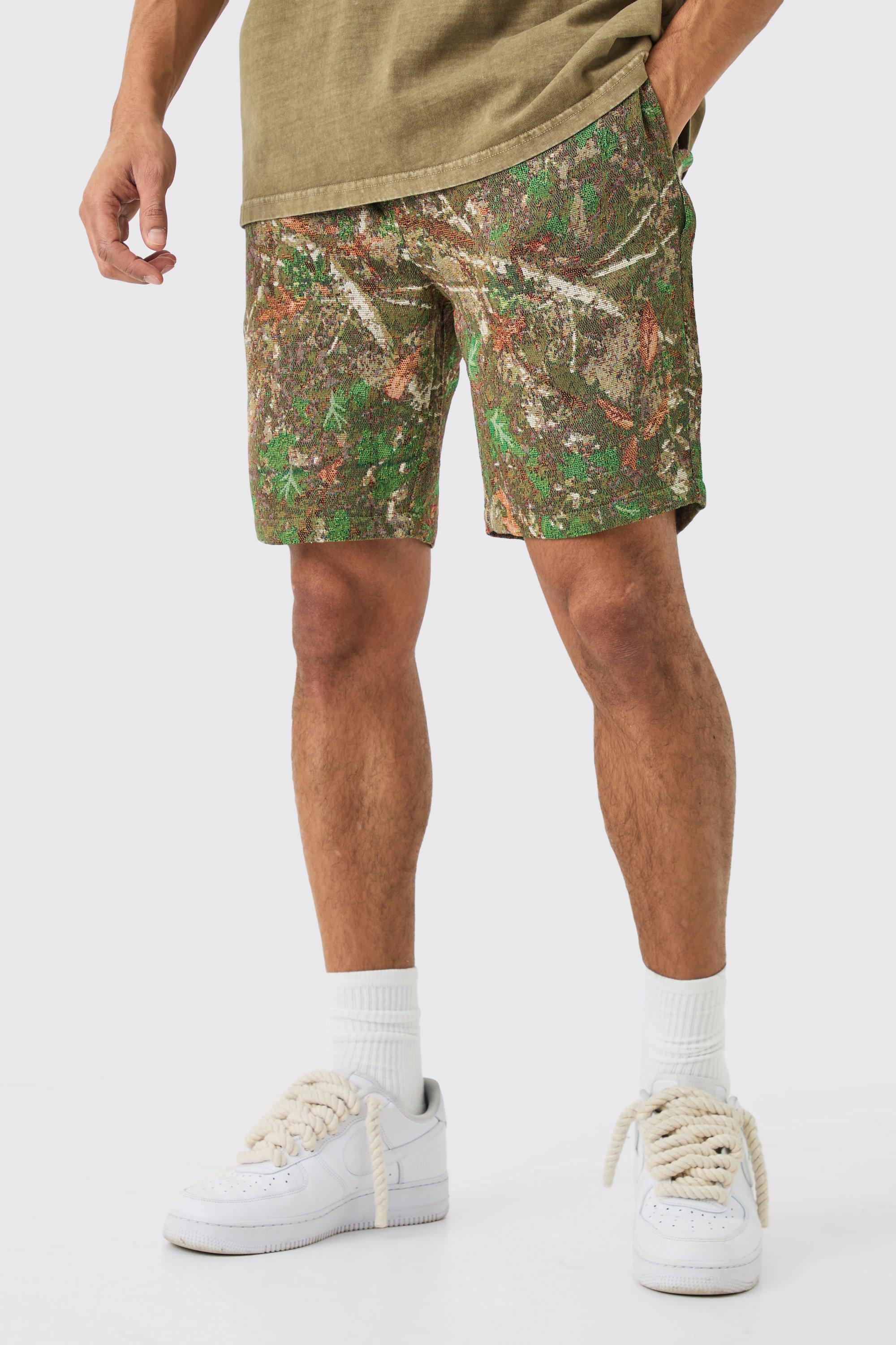 Elasticated Waist Tapestry Short Length Relaxed Short | boohooMAN USA Product Image