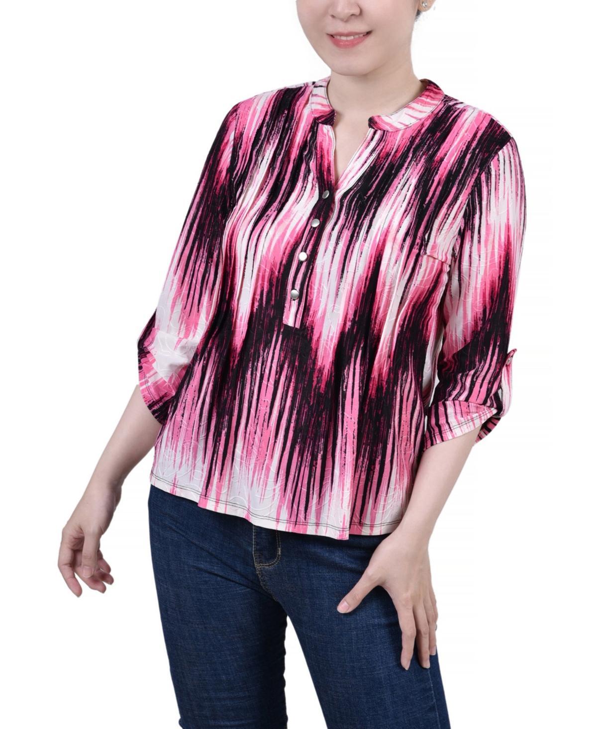 Womens 3/4 Roll Tab Sleeve Y-neck Top Product Image