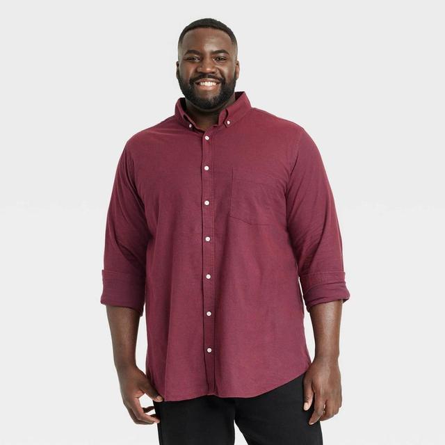 Mens Big & Tall Long Sleeve Collared Button-Down Shirt - Goodfellow & Co Maroon XLT Product Image