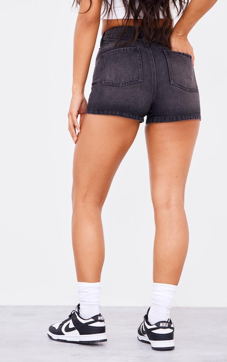 PRETTYLITTLETHING Washed Black Basic Denim Shorts Product Image