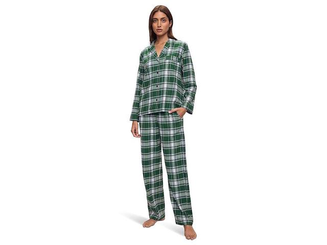 Eberjey Flannel Long PJ Set (Tartan Plaid Forest Green) Women's Pajama Sets Product Image