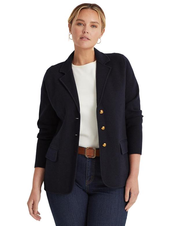 Lauren Ralph Lauren Womens Plus Size Combed Cotton Single-Breasted Blazer Product Image