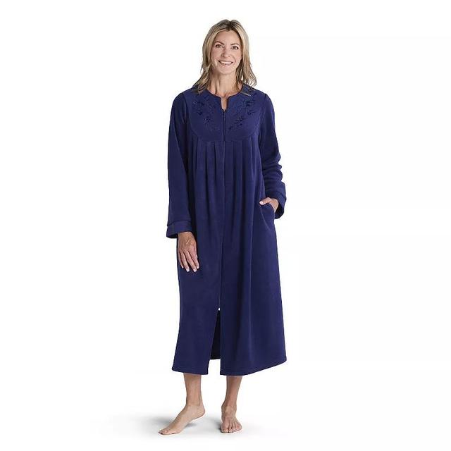 Womens Miss Elaine Essentials Micro Fleece Long Zip Robe Blue Product Image