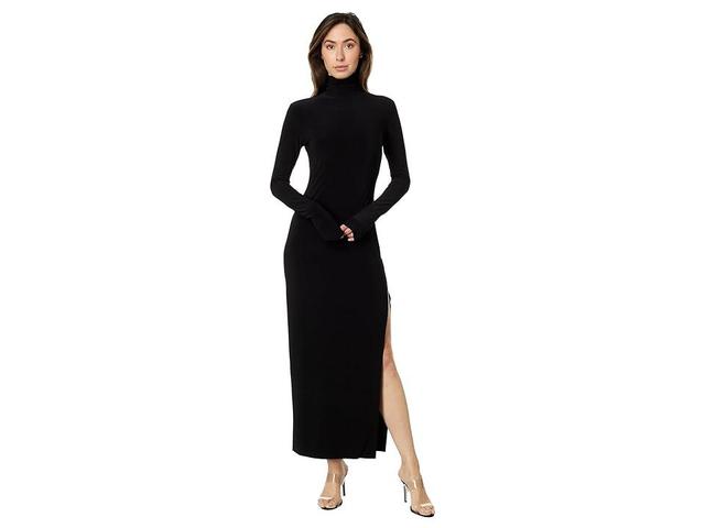 Norma Kamali Long Sleeve Turtleneck Side Slit Gown Women's Dress Product Image