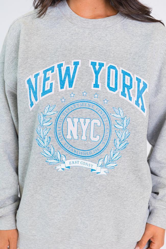 New York Athletic Department Light Grey Oversized Graphic Sweatshirt Product Image