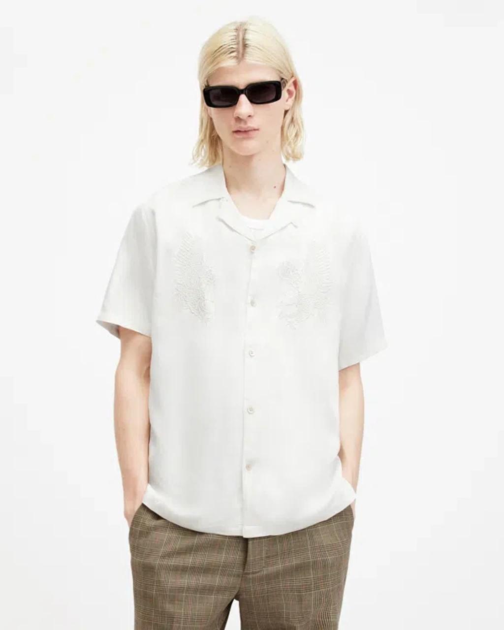 ALLSAINTS Aquila Embroidered Relaxed Fit Shirt In Avalon White Product Image