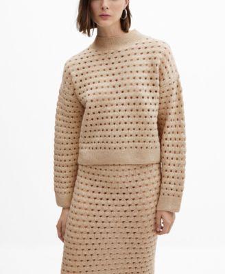 Mango Womens Openwork Details Knitted Jumper Product Image