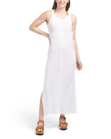 Linen Blend Sleeveless Bias Cut Maxi Cover-up for Women Product Image