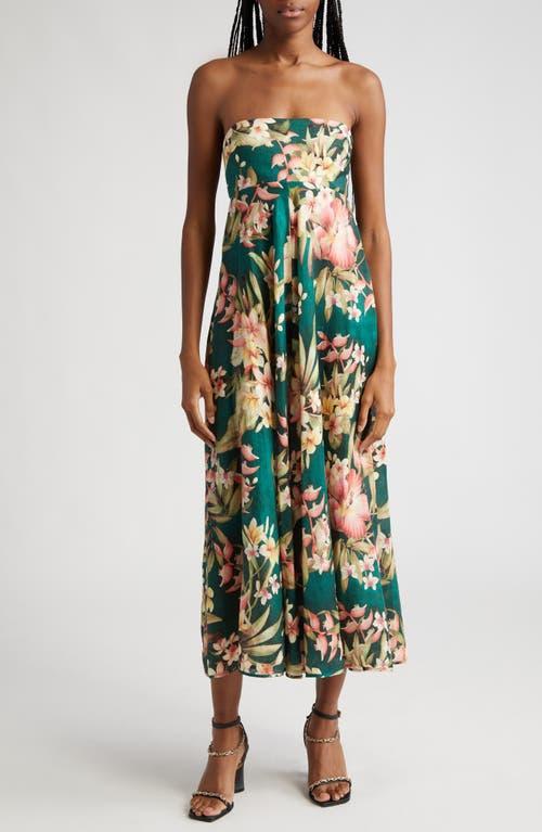 Zimmermann Lexi Tropical Floral Convertible Linen Midi Dress Product Image