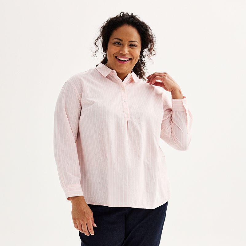 Plus Size Croft & Barrow Woven Popover Tunic, Womens Product Image