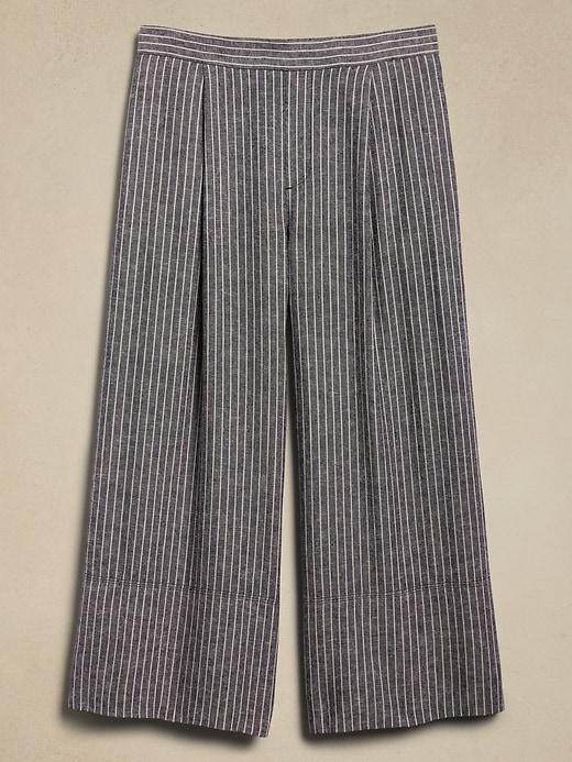 Linen-Blend Easy Wide-Leg Cropped Pant Product Image