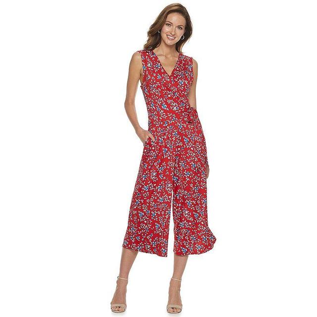 Womens Nina Leonard Print Surplice Wide-Leg Jumpsuit Product Image