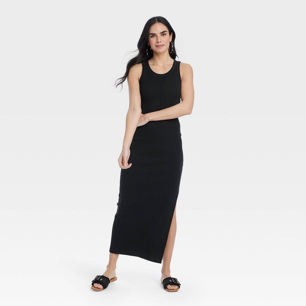 Womens Rib-Knit Maxi Bodycon Dress - Universal Thread Black XL Product Image