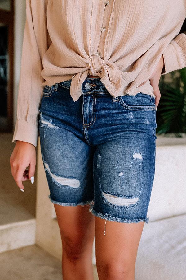 The Pomelo Midrise Distressed Shorts Product Image