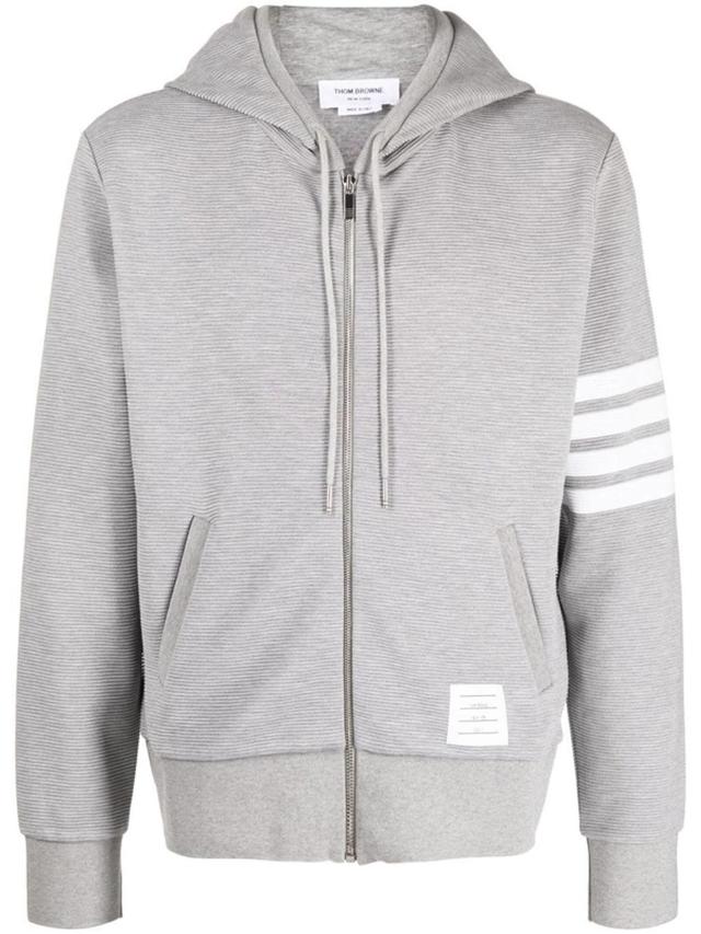 Logo-patch Zip-up Hoodie In Grey Product Image