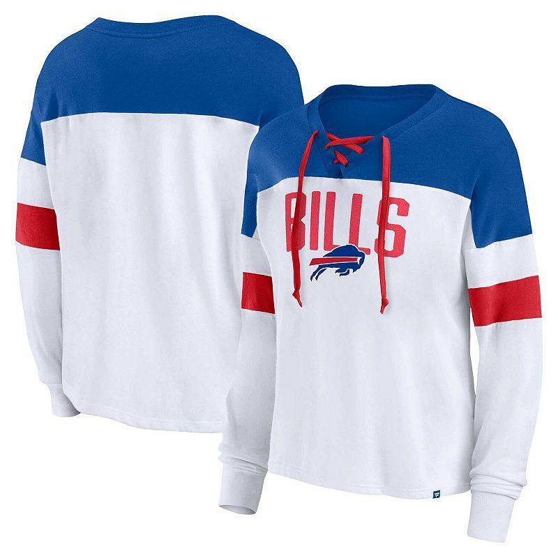 Womens Fanatics Branded /Royal Buffalo Bills Plus Size Even Match Lace-Up Long Sleeve V-Neck T-Shirt Product Image