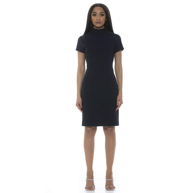 Womens ALEXIA ADMOR Sadee Draped Mockneck Sheath Dress Product Image