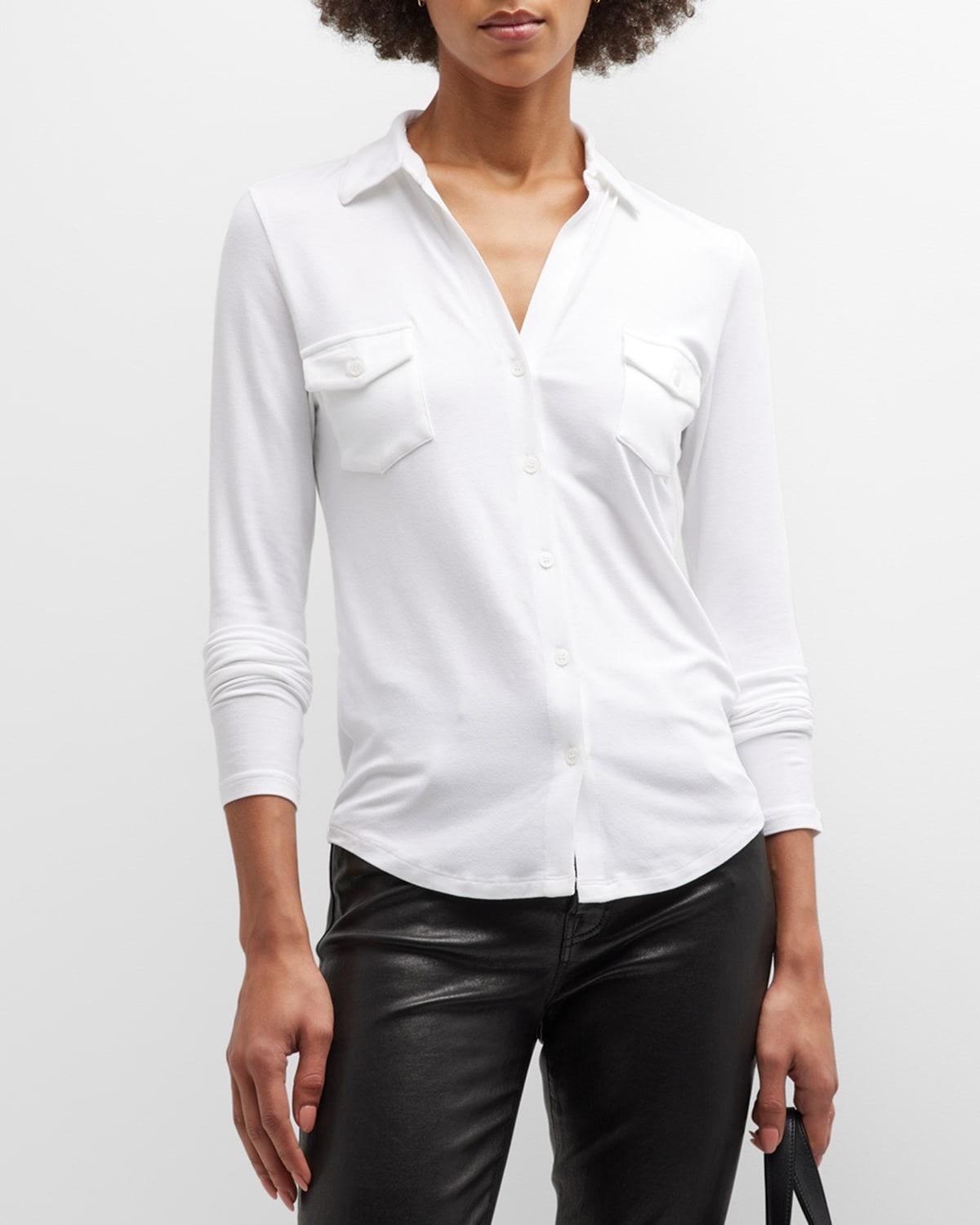 Womens Soft Touch Long-Sleeve Pocket Shirt Product Image