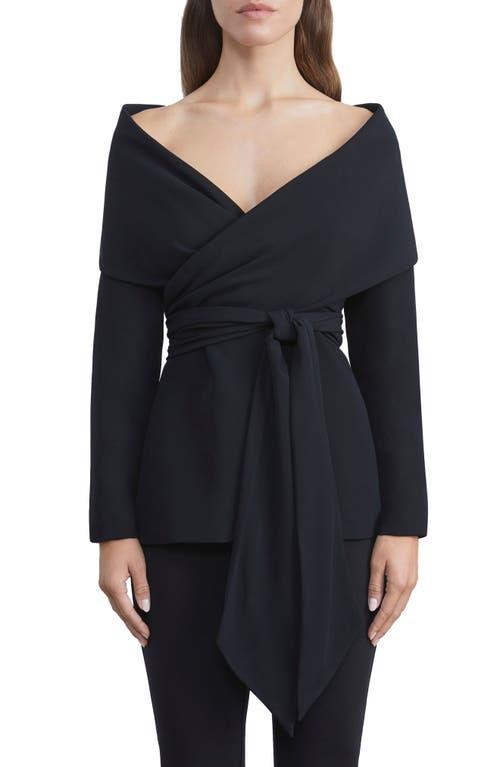 Lafayette 148 New York Portrait Collar Crepe Wrap Jacket Product Image