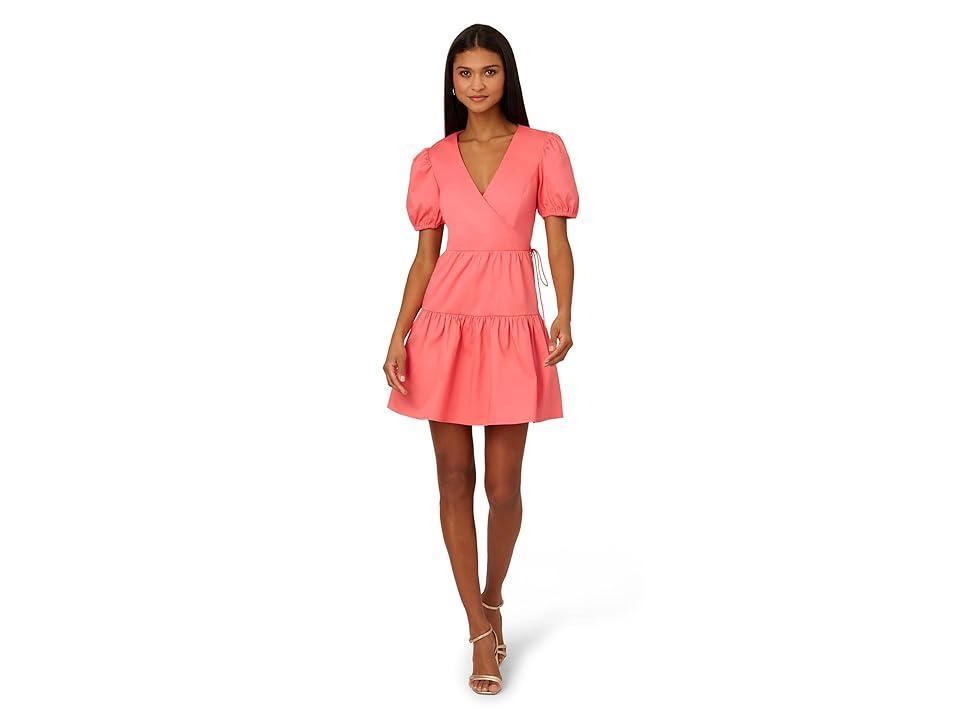 Adrianna by Adrianna Papell Womens Faux-Wrap Tiered Dress Product Image