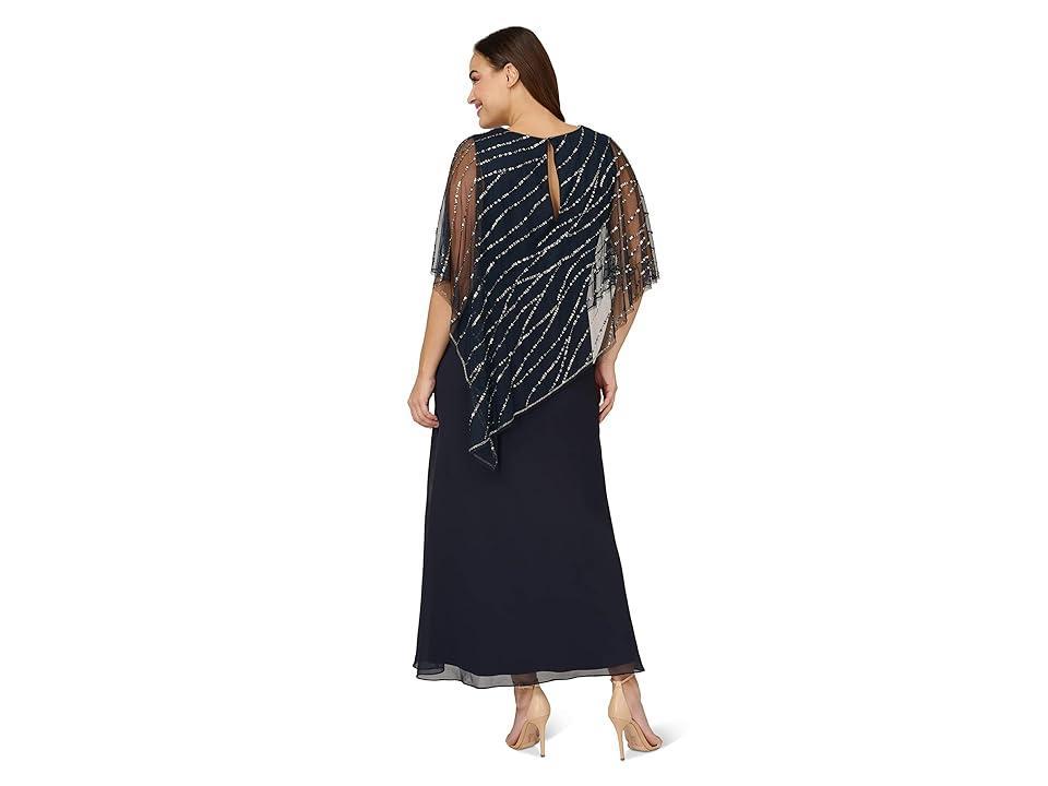 Adrianna Papell Plus Size Sleeveless V-Neck Beaded Popover Midi Dress Product Image