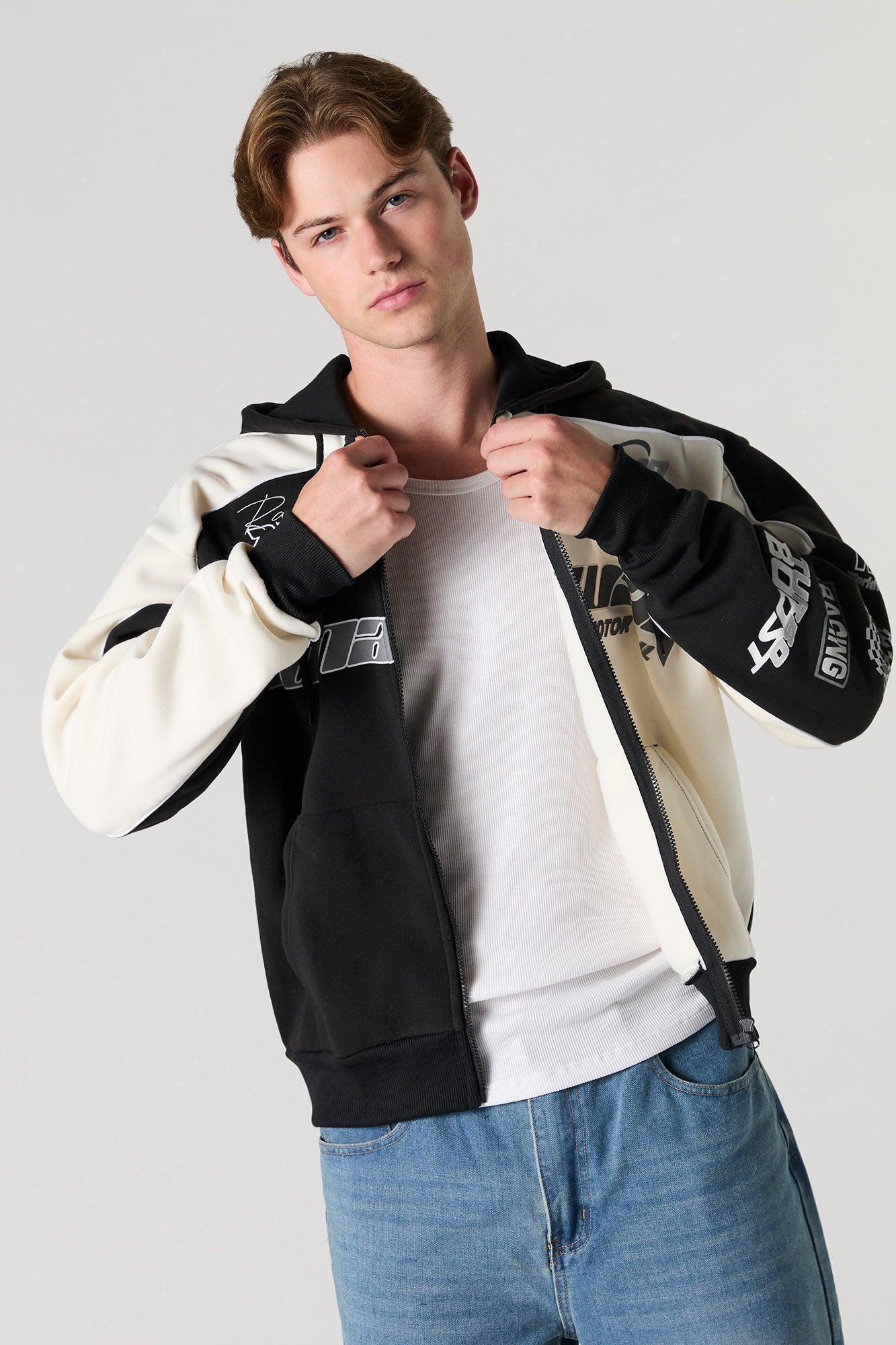 Colourblock Zip-Up Racing Hoodie Male Product Image