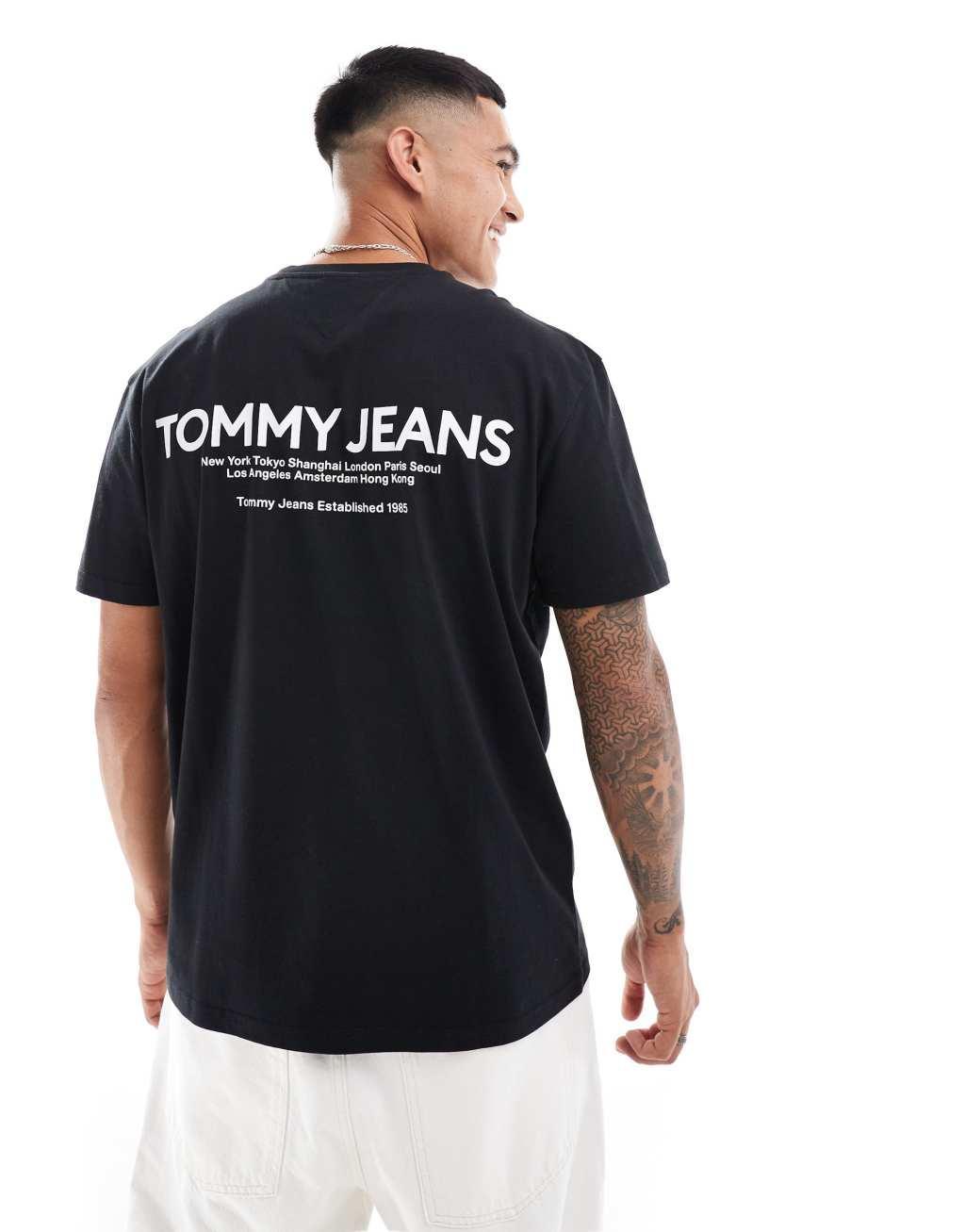 Tommy Jeans classic linear back print t-shirt in black Product Image