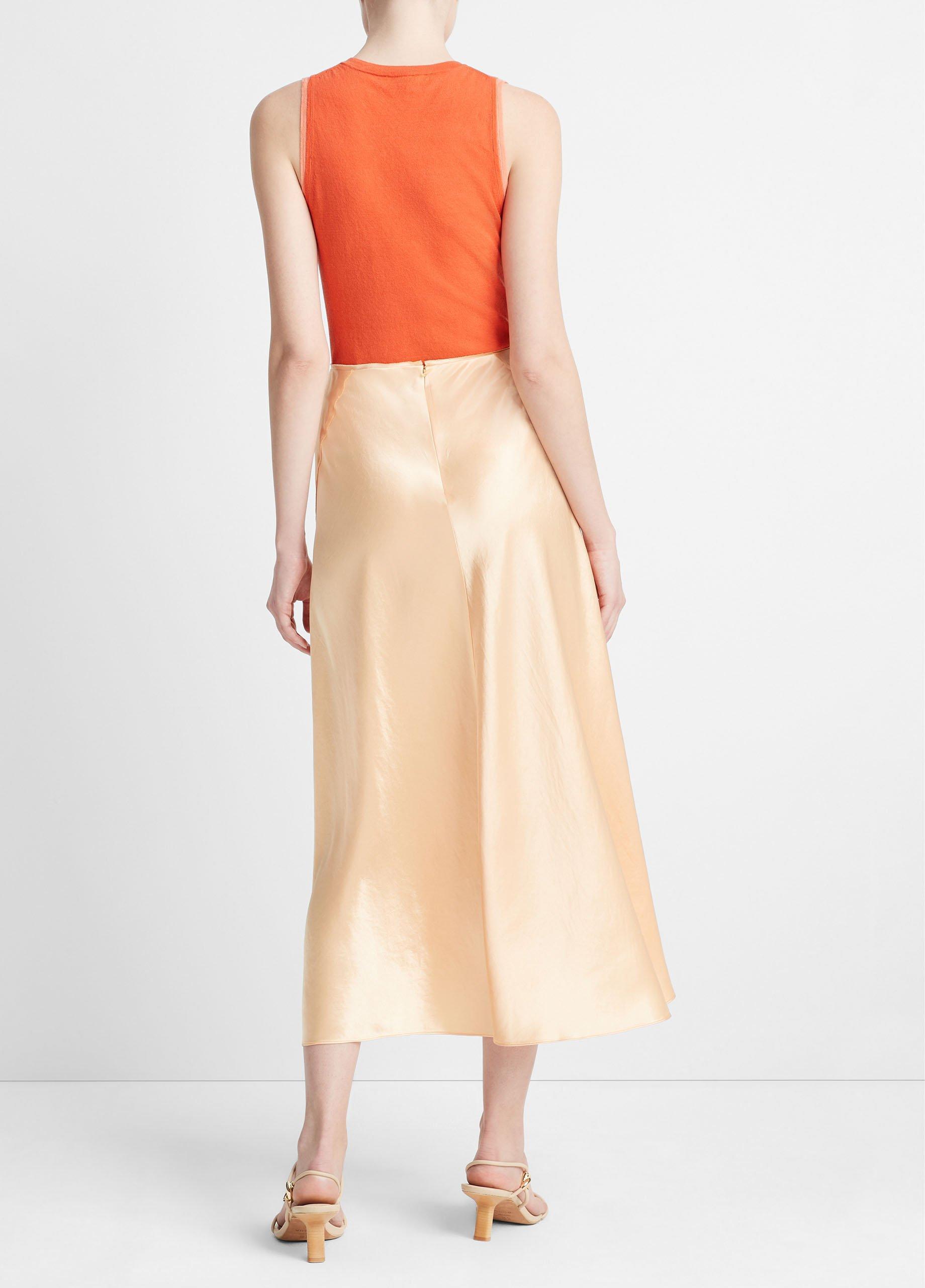 Satin Raw-Edge Paneled Slip Skirt Product Image