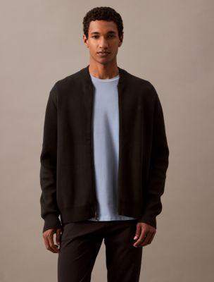 Smooth Cotton Sweater Bomber Jacket Product Image