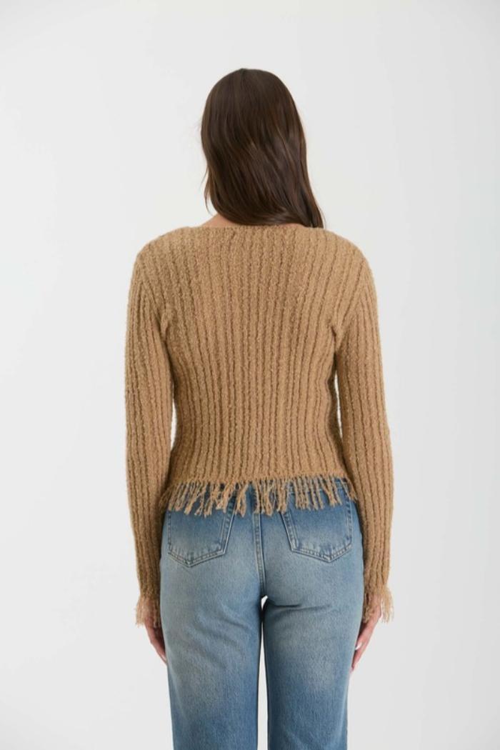 Vee Neck Fringe Cardigan Product Image