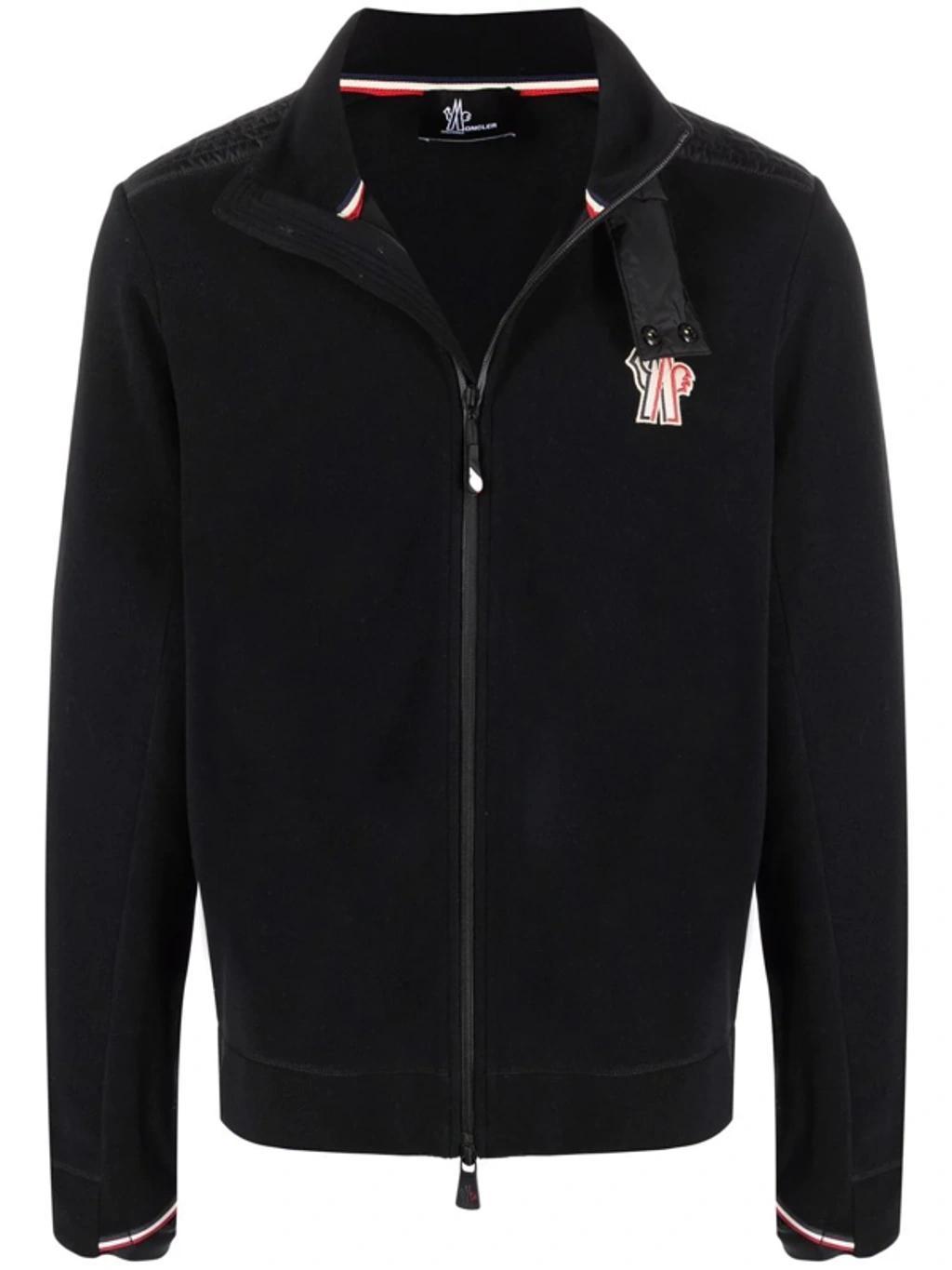 Padded Panel-detail Fleece Zip Jacket In Black Product Image