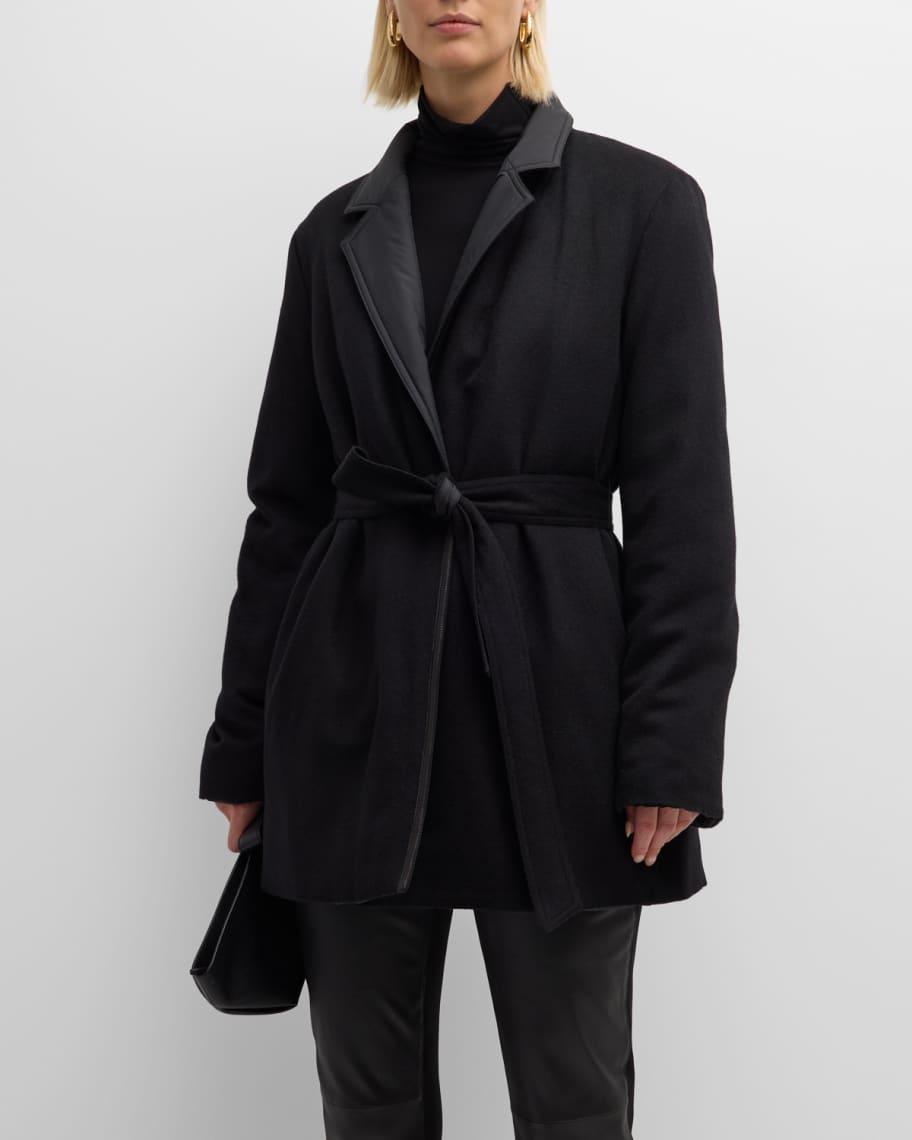 Reversible Leather-Trim Wrap Coat product image