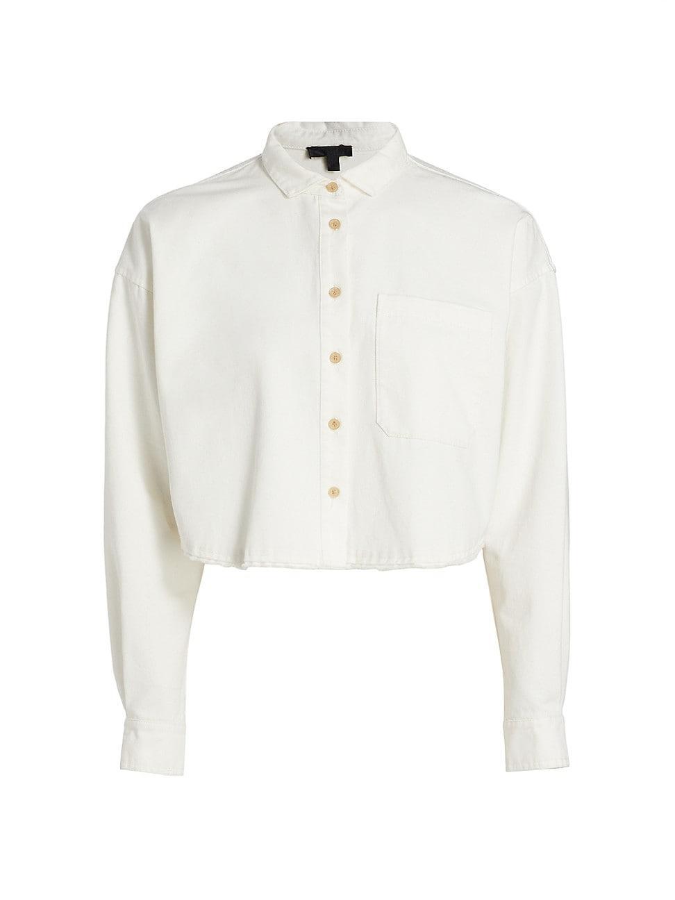 Womens Cotton Button-Front Crop Shirt product image