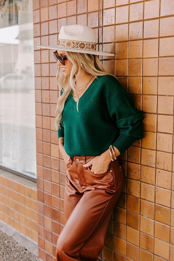 Cosmos and City Lights Sweater Top in Hunter Green Product Image