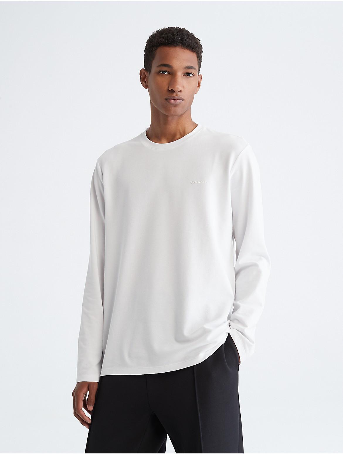 Calvin Klein Mens Long Sleeve Tech Pique T-Shirt - White - L Product Image