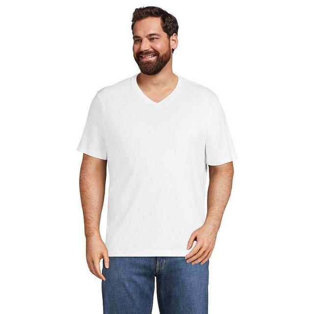 Big & Tall Lands End Super-T V-neck Tee, Mens White Product Image