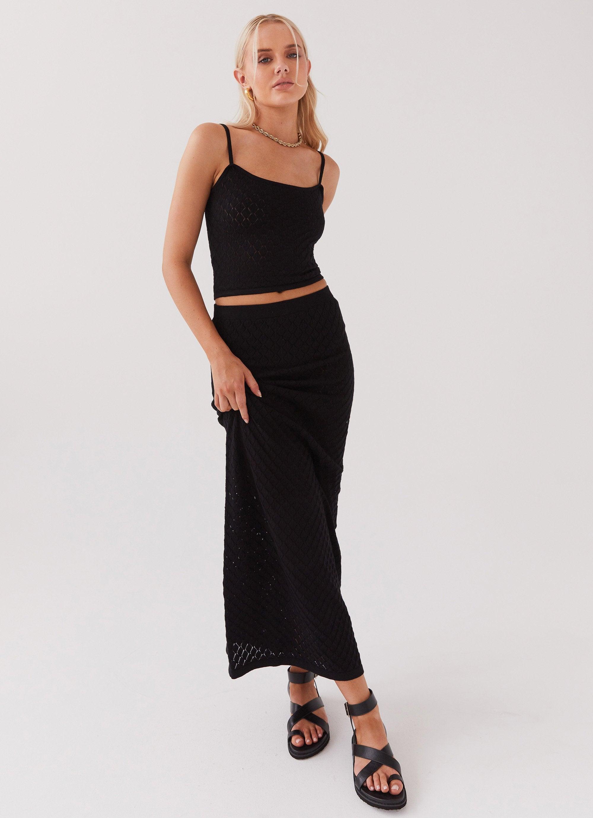 Macy Knit Maxi Skirt - Black Product Image