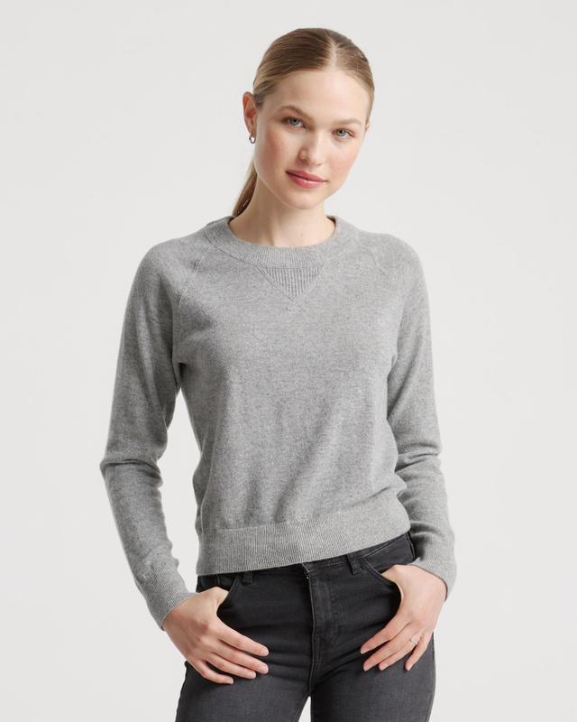 Womens Mongolian Shrunken Cashmere Sweatshirt in Heather Grey, Size Large by Quince Product Image