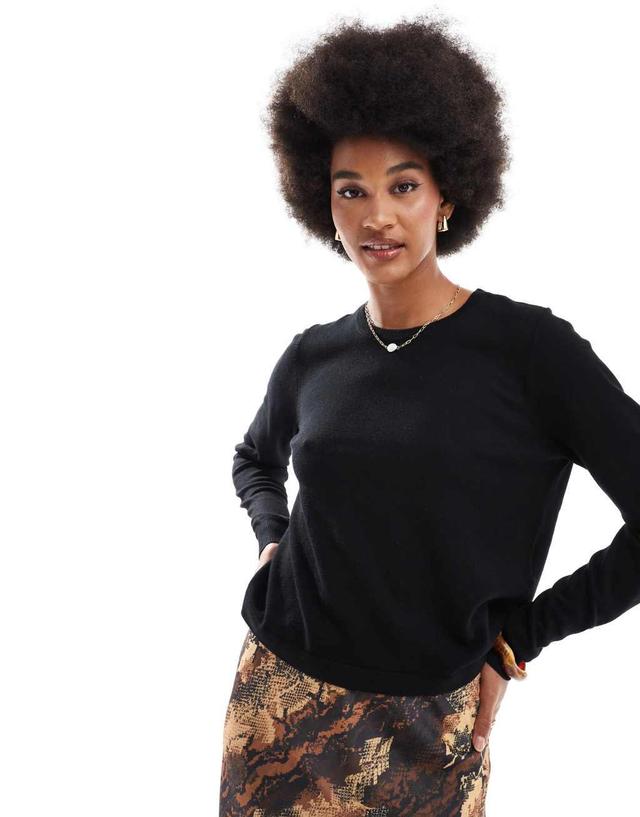 Vero Moda Tall round neck knit sweater in black Product Image