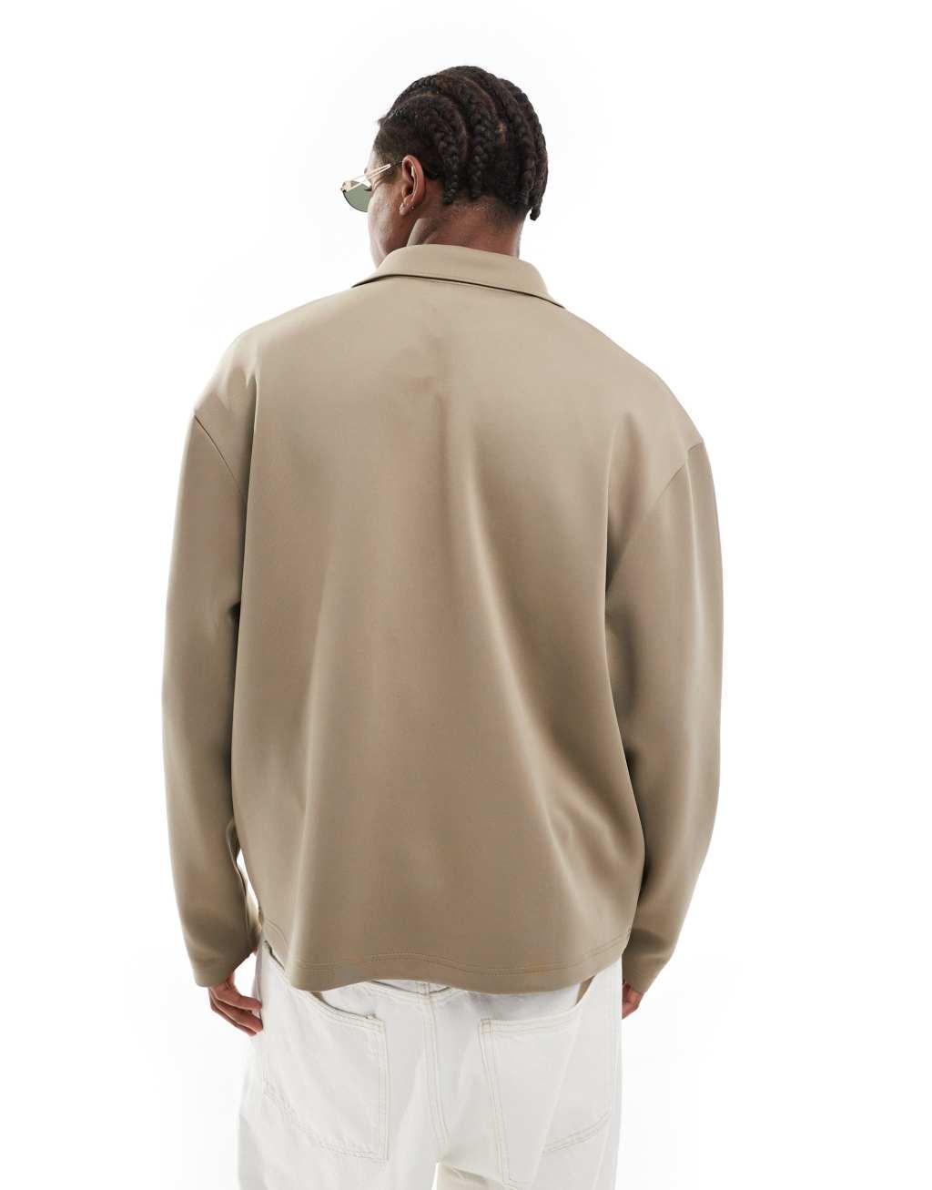 ASOS DESIGN oversized scuba jacket in camel Product Image