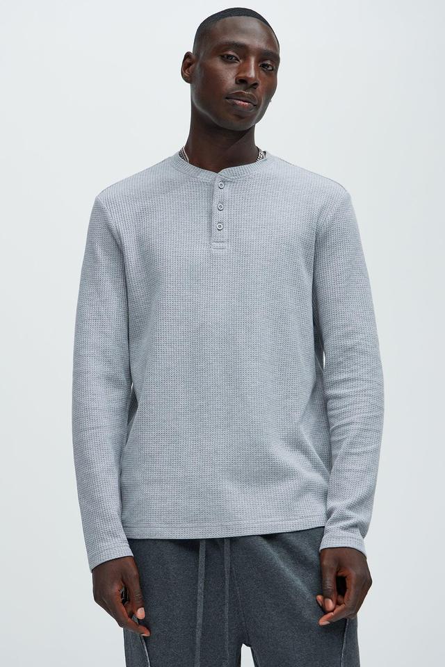 Wesley Long Sleeve Henley - Heather Grey Product Image