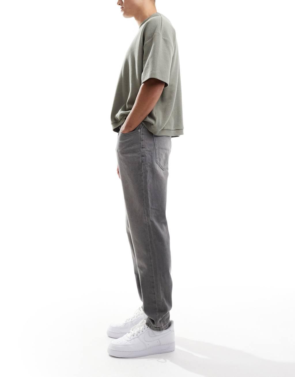 ONLY & SONS Yoke tapered fit jeans in washed gray Product Image